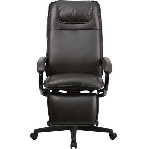 Image of High Back Brown Leather Executive Reclining Swivel Chair With Arms | sithealthier.com