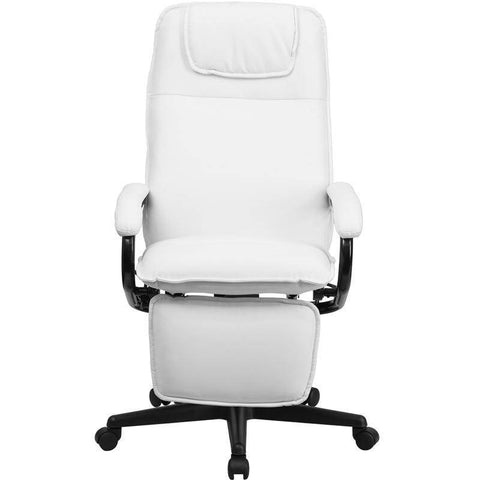 Image of High Back White Leather Executive Reclining Swivel Chair With Arms | sithealthier.com